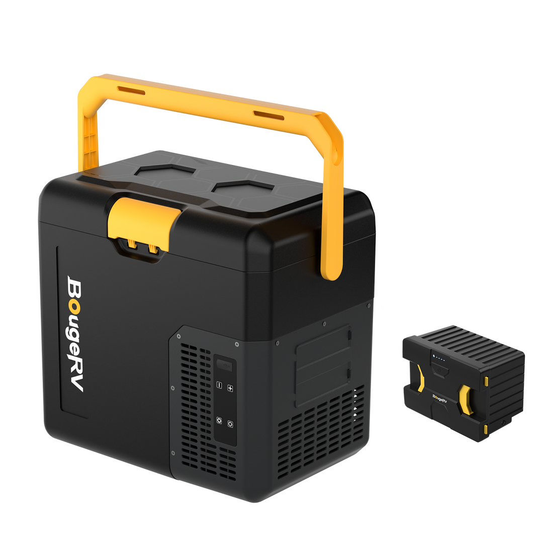 BougeRV CRH 18 litres Réfrigérateur portable pour voiture Noir avec batterie 173 Wh