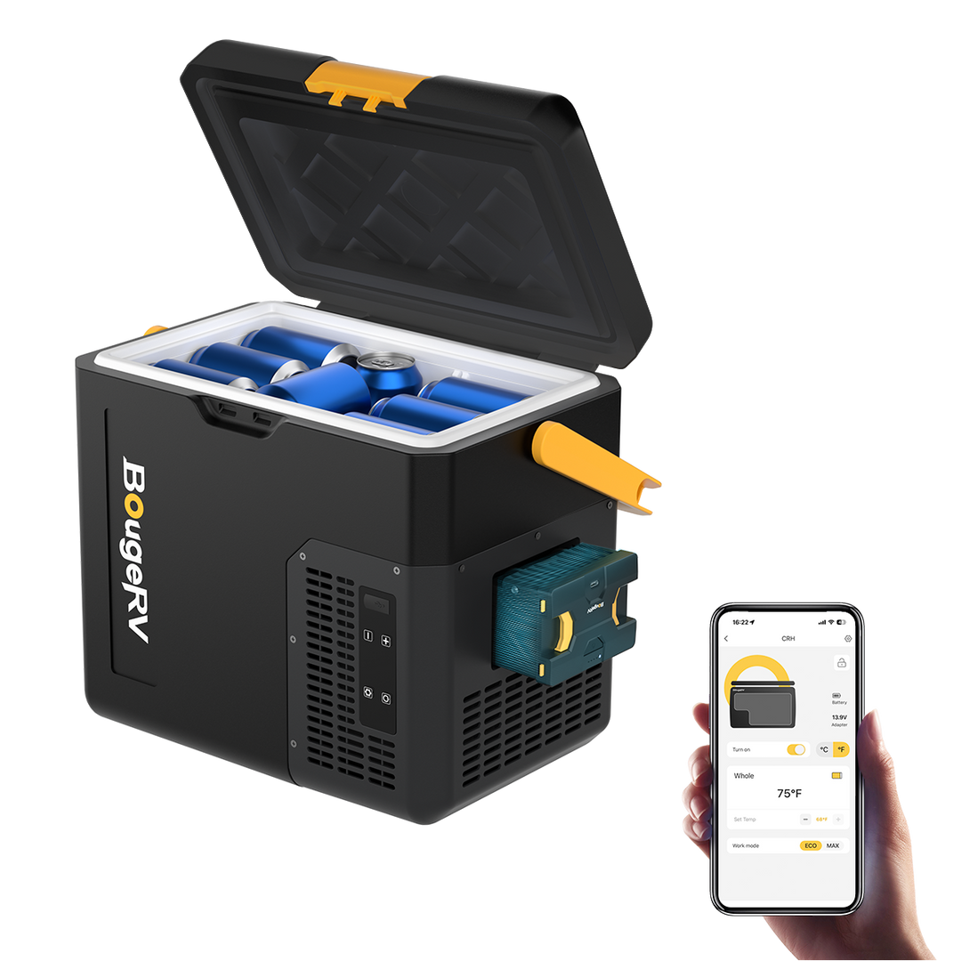BougeRV CRH 18 litres Réfrigérateur portable pour voiture Noir avec batterie 173 Wh