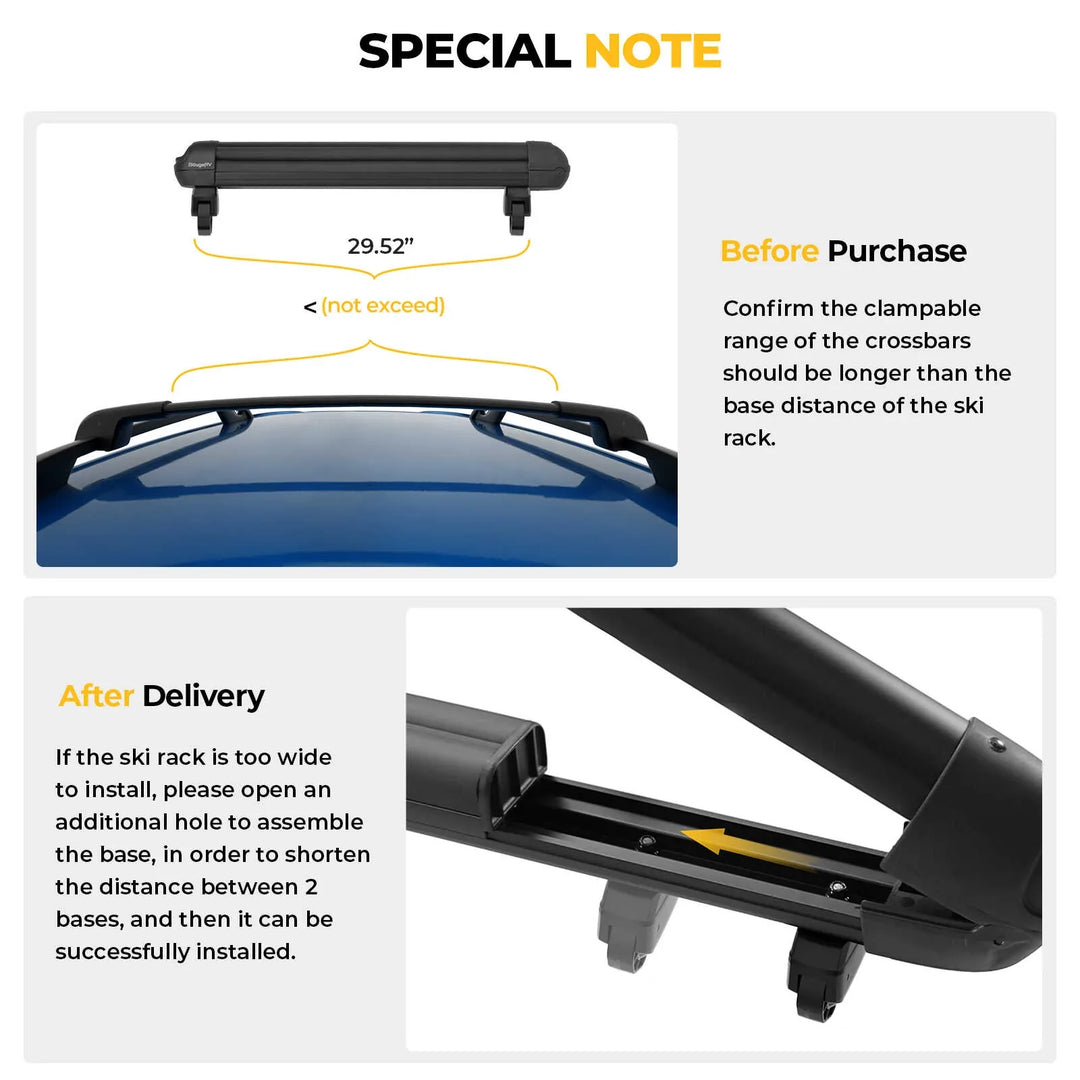 BougeRV Supports à skis et snowboards verrouillables, extension avec fonction coulissante