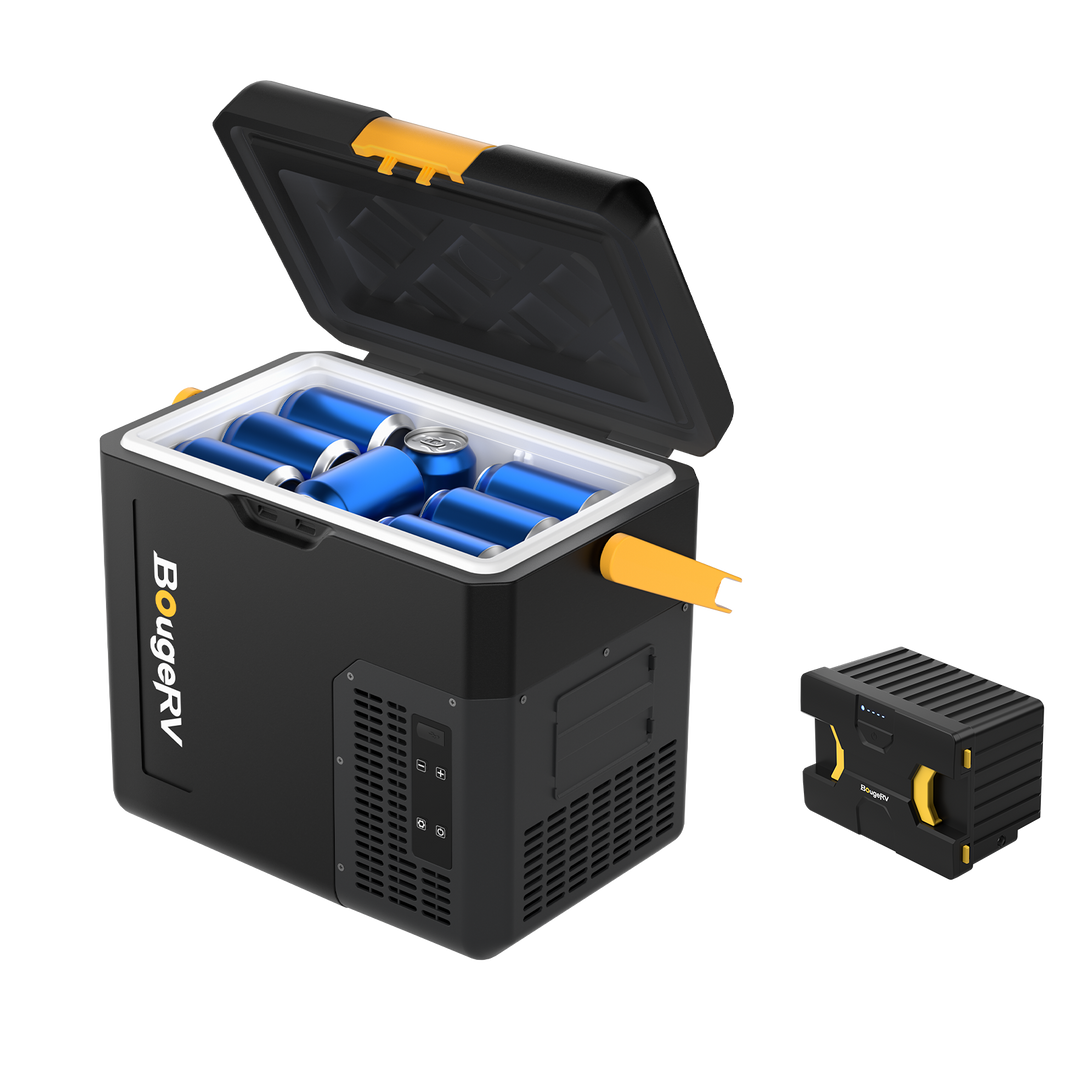BougeRV CRH 18 litres Réfrigérateur portable pour voiture Noir avec batterie 173 Wh