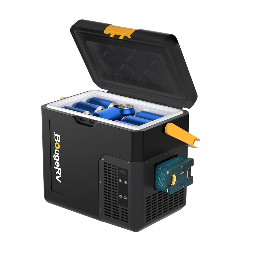 BougeRV CRH 18 litres Réfrigérateur portable pour voiture Noir avec batterie 173 Wh