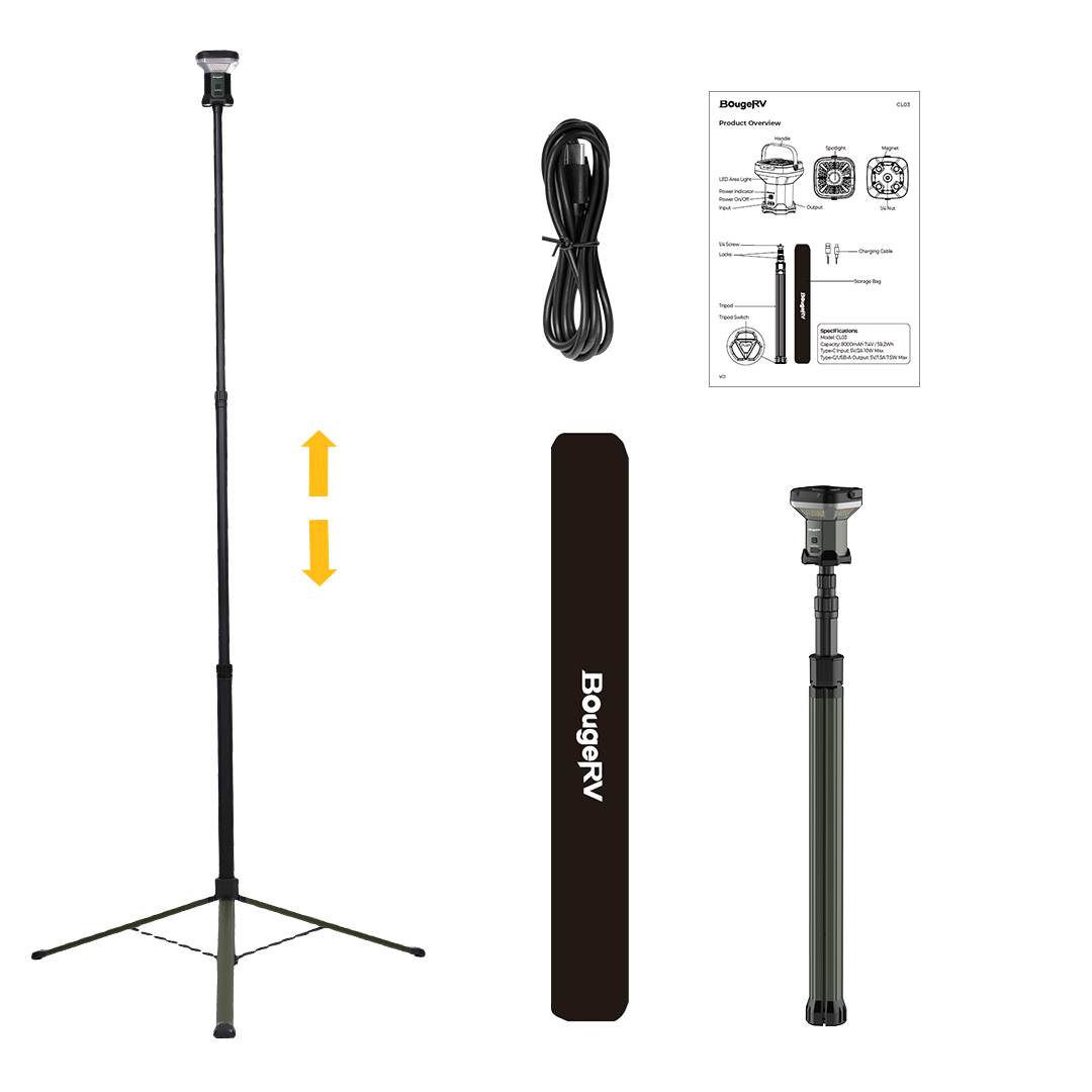 BougeRV Lampe télescopique grand angle pour le camping