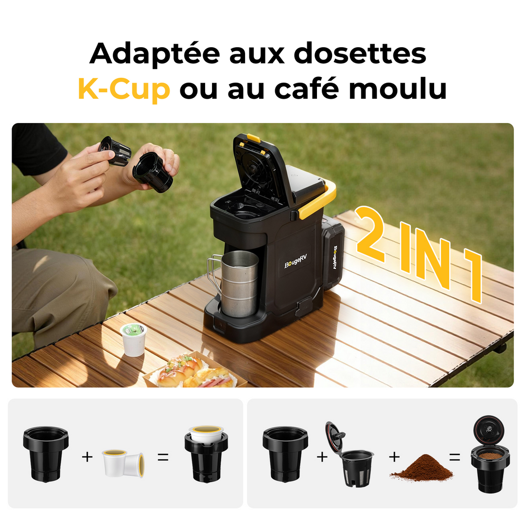 BougeRV Machine à café mobile avec batterie 144 Wh