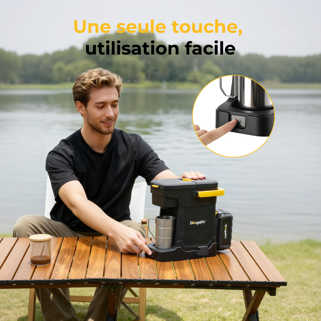BougeRV Machine à café mobile avec batterie 144 Wh