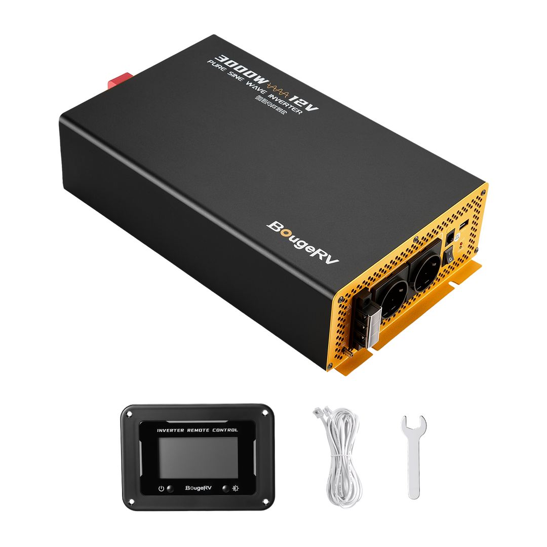 BougeRV Onduleur 3000W 12V à Onde Sinusoïdale Pure avec Bluetooth