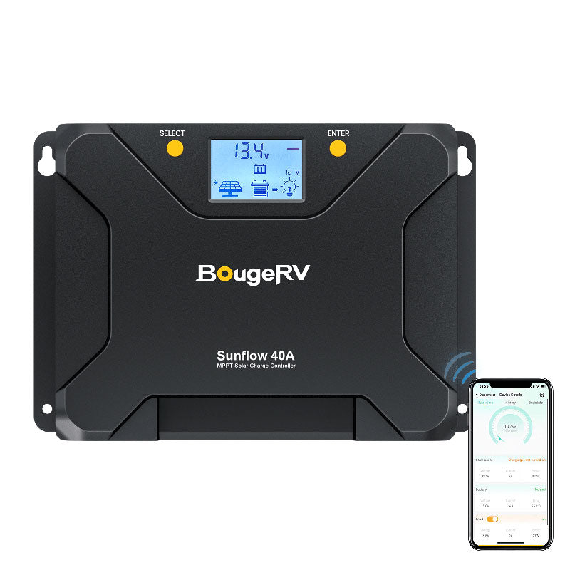 BougeRV Régulateur de Charge Solaire MPPT Sunflow 40A 12V/24V