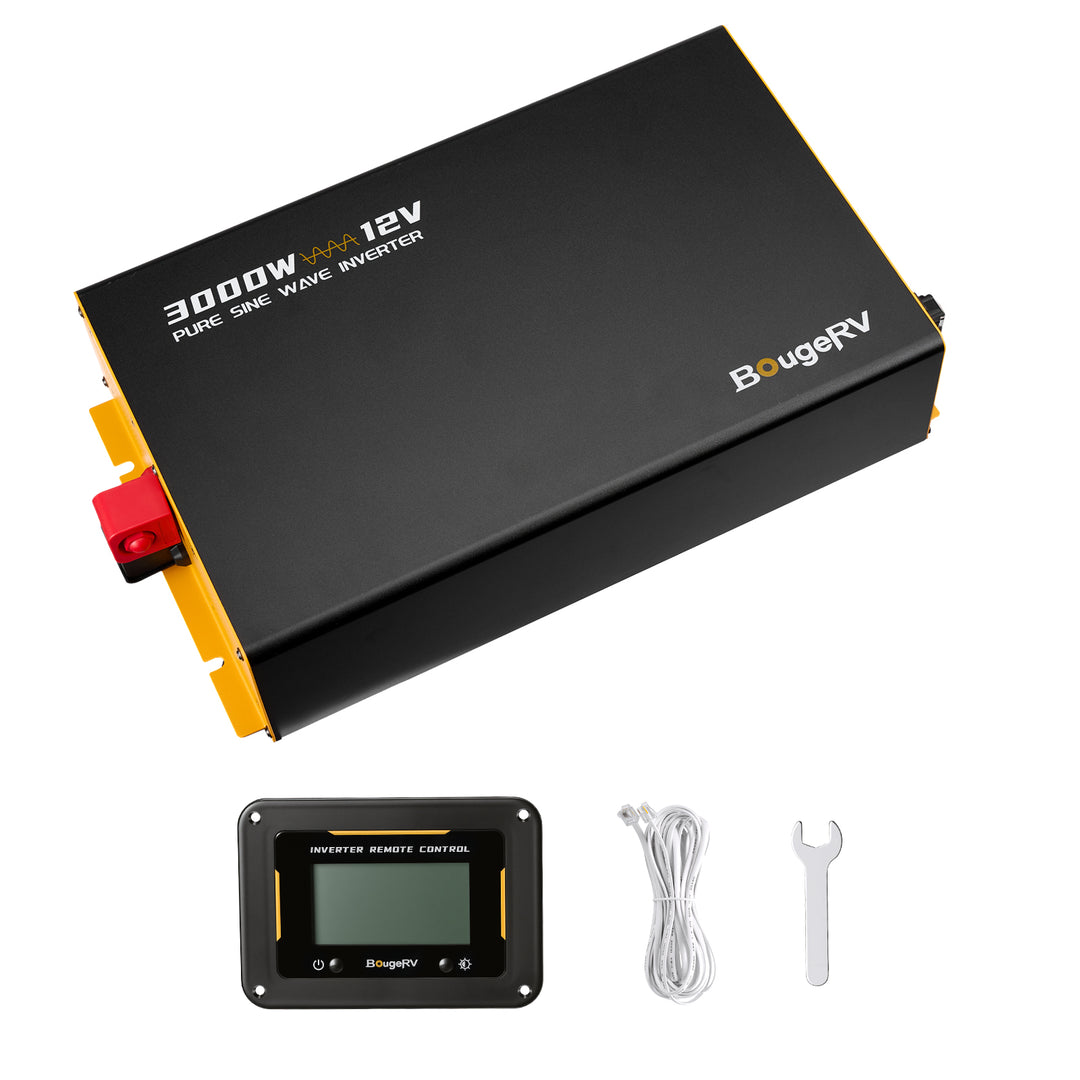 BougeRV Onduleur 3000W 12V à Onde Sinusoïdale Pure avec Bluetooth