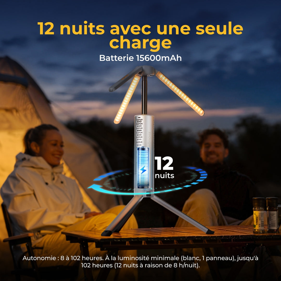 BougeRV Nouveau T1 Lampe de Camping Télescopique Portable (Argent)