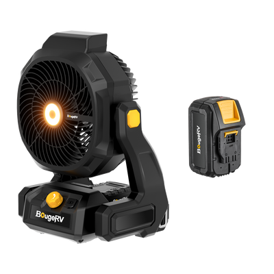BougeRV Ventilateur d'extérieur portable sans fil F02 pour chantier, avec batterie de 144 Wh