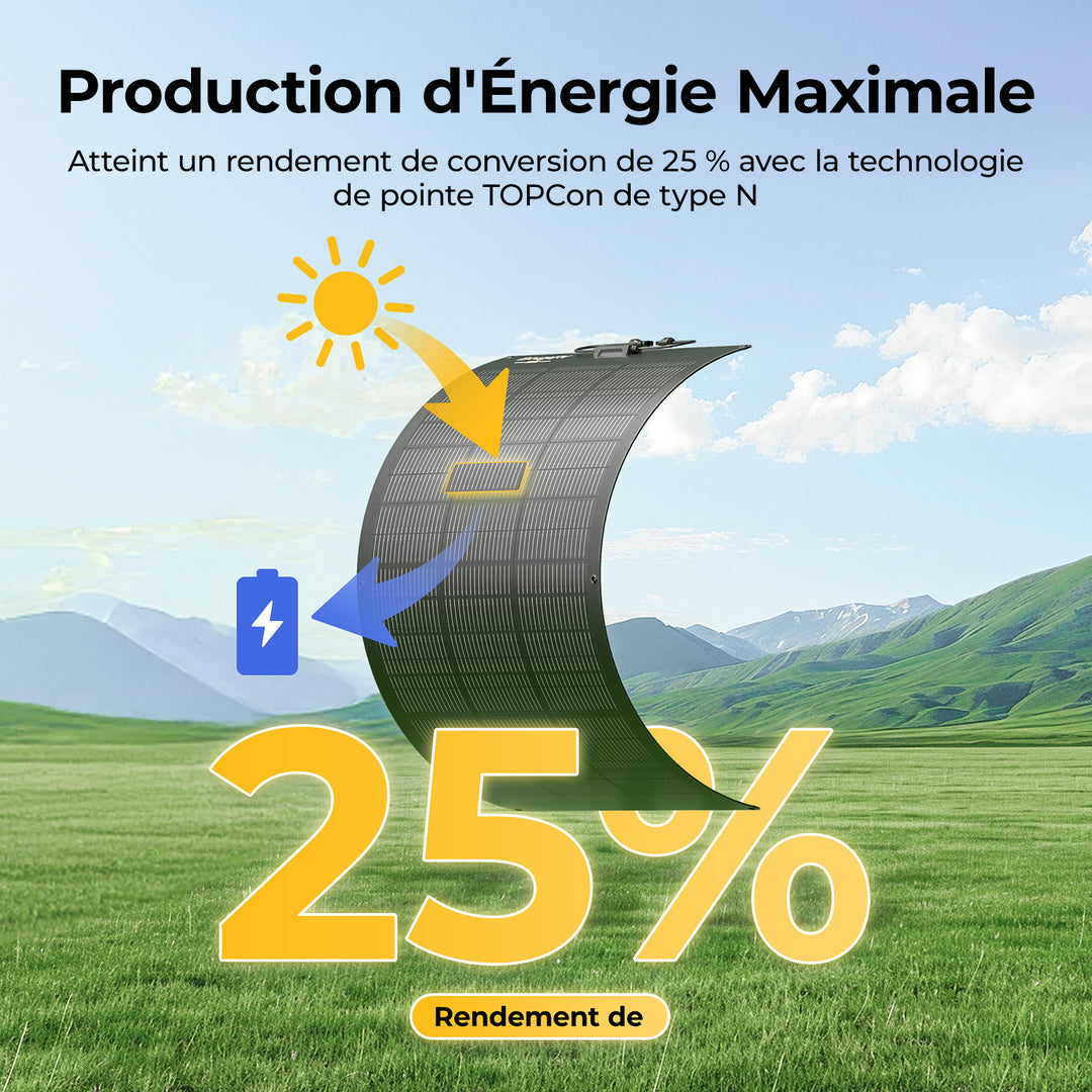 BougeRV Arch Pro 100W N-Type TOPCon panneau solaire flexible (compatible 12/24V)