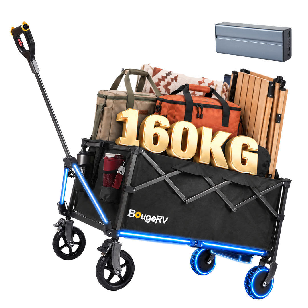 BougeRV LiteRover Chariot électrique utilitaire pliable pour le camping (Noir)
