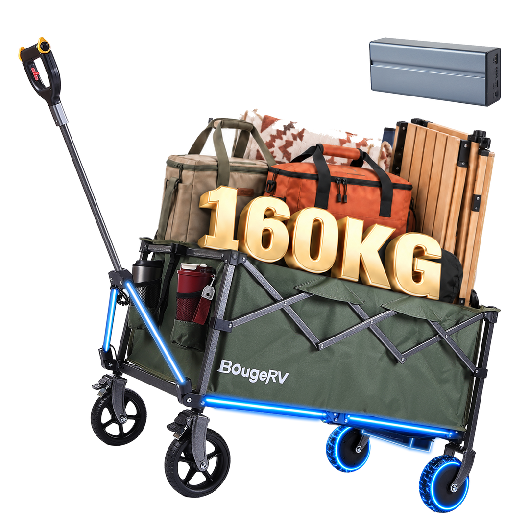 BougeRV LiteRover Chariot utilitaire électrique pliable pour le camping (Vert)
