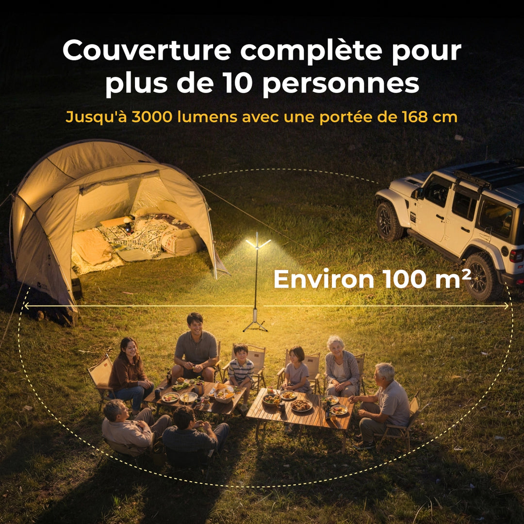 BougeRV Nouveau T1 Lampe de Camping Télescopique Portable (Argent)