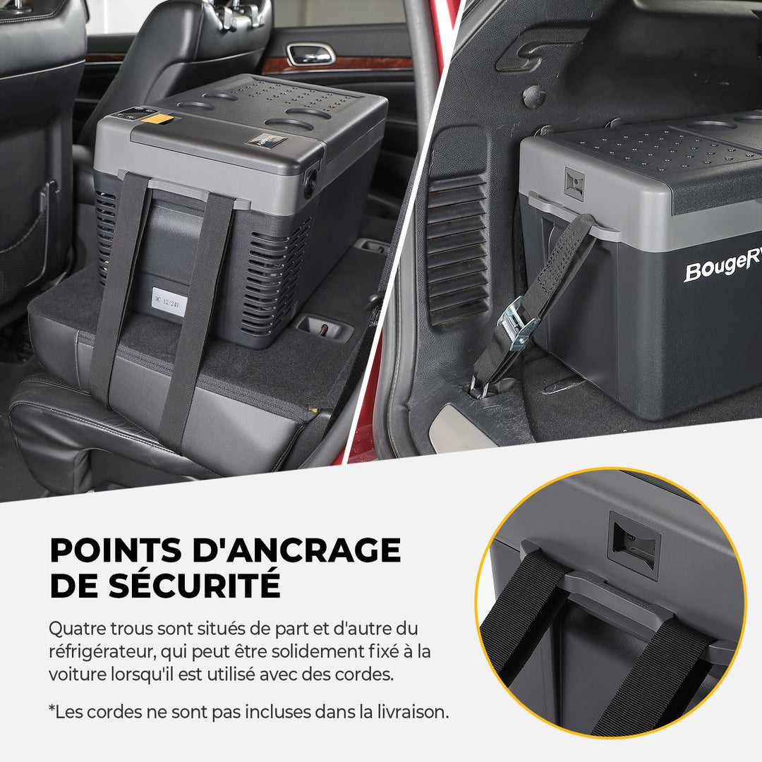 BougeRV CRPRO 20L 12V Réfrigérateur portable pour voiture Noir avec batterie 277WH