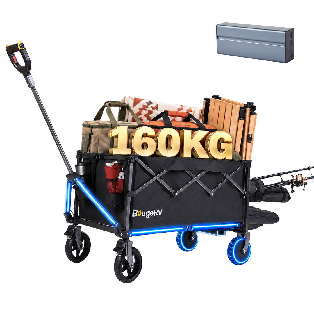 BougeRV LiteRover Chariot électrique utilitaire pliable pour le camping (Noir)