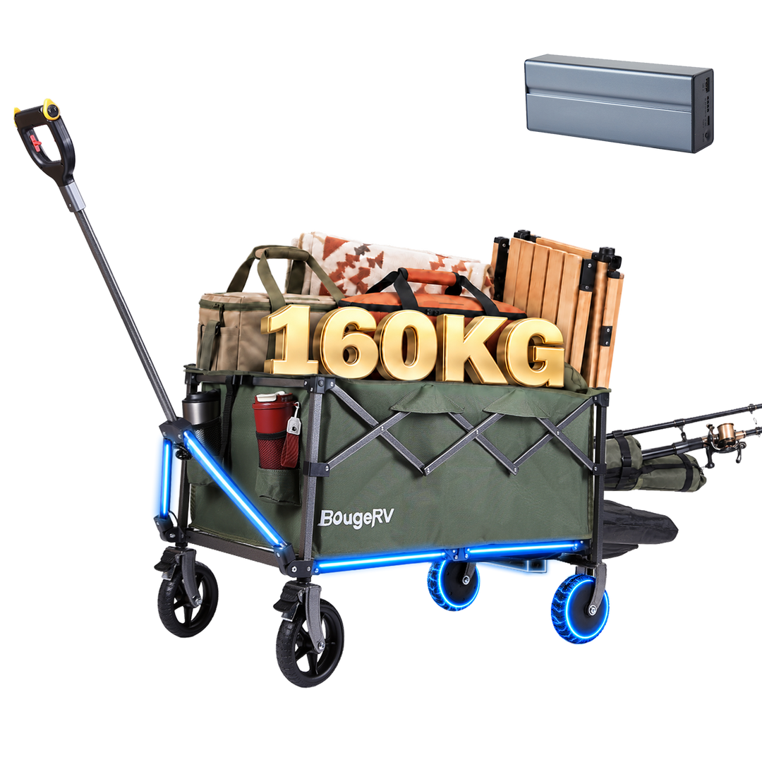 BougeRV LiteRover Chariot utilitaire électrique pliable pour le camping (Vert)