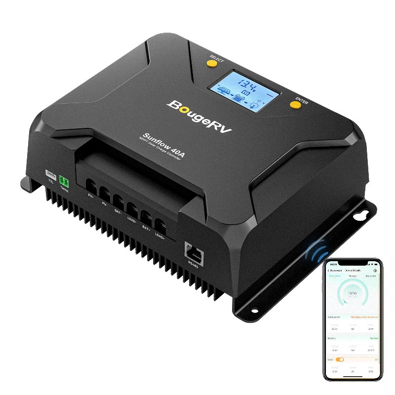 BougeRV Régulateur de Charge Solaire MPPT Sunflow 40A 12V/24V
