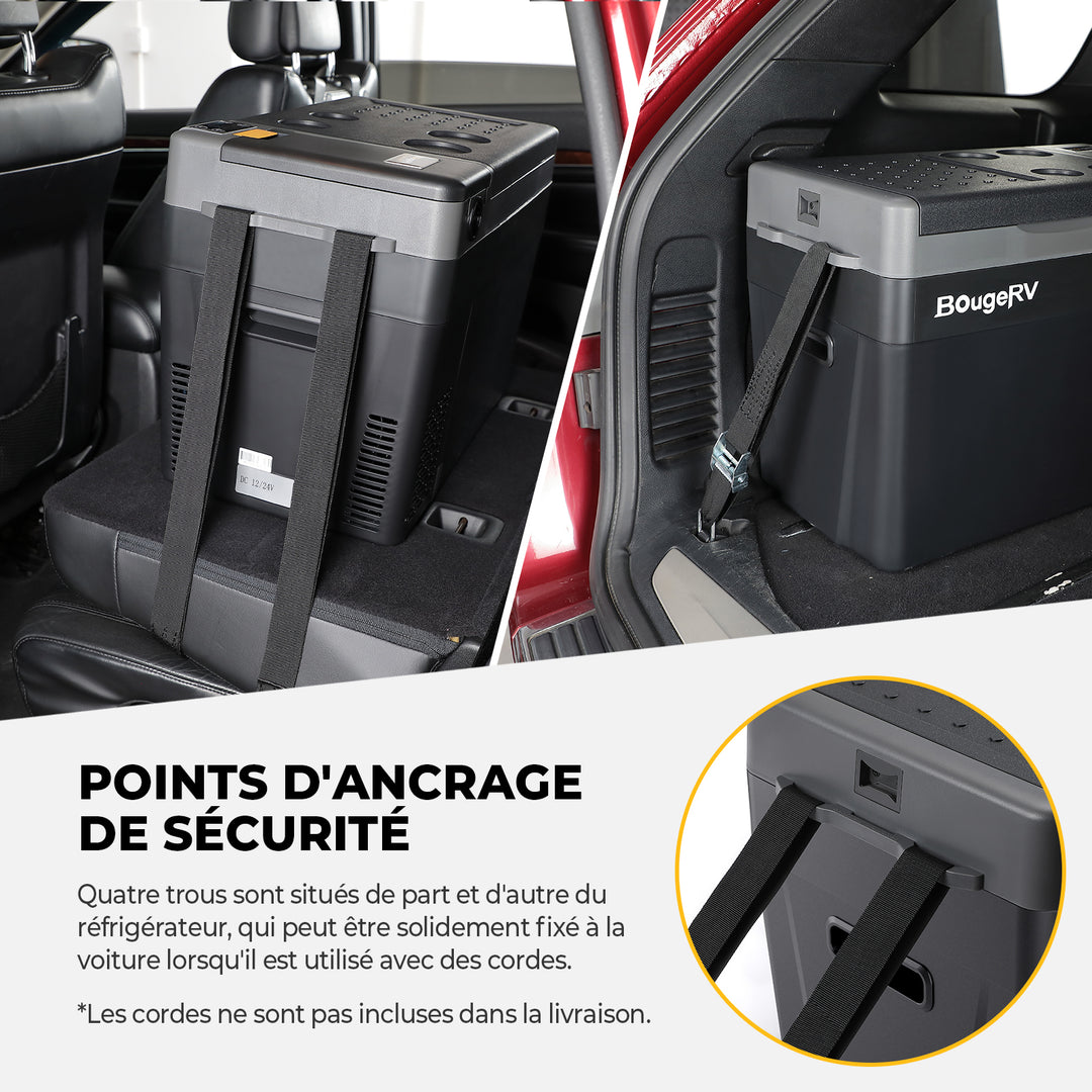 BougeRV CRPRO 29L 12V Réfrigérateur portable pour voiture Noir avec batterie 277Wh
