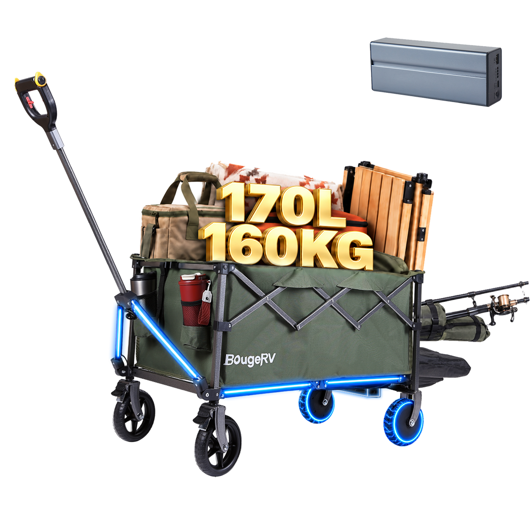 BougeRV LiteRover Chariot utilitaire électrique pliable pour le camping (Vert)