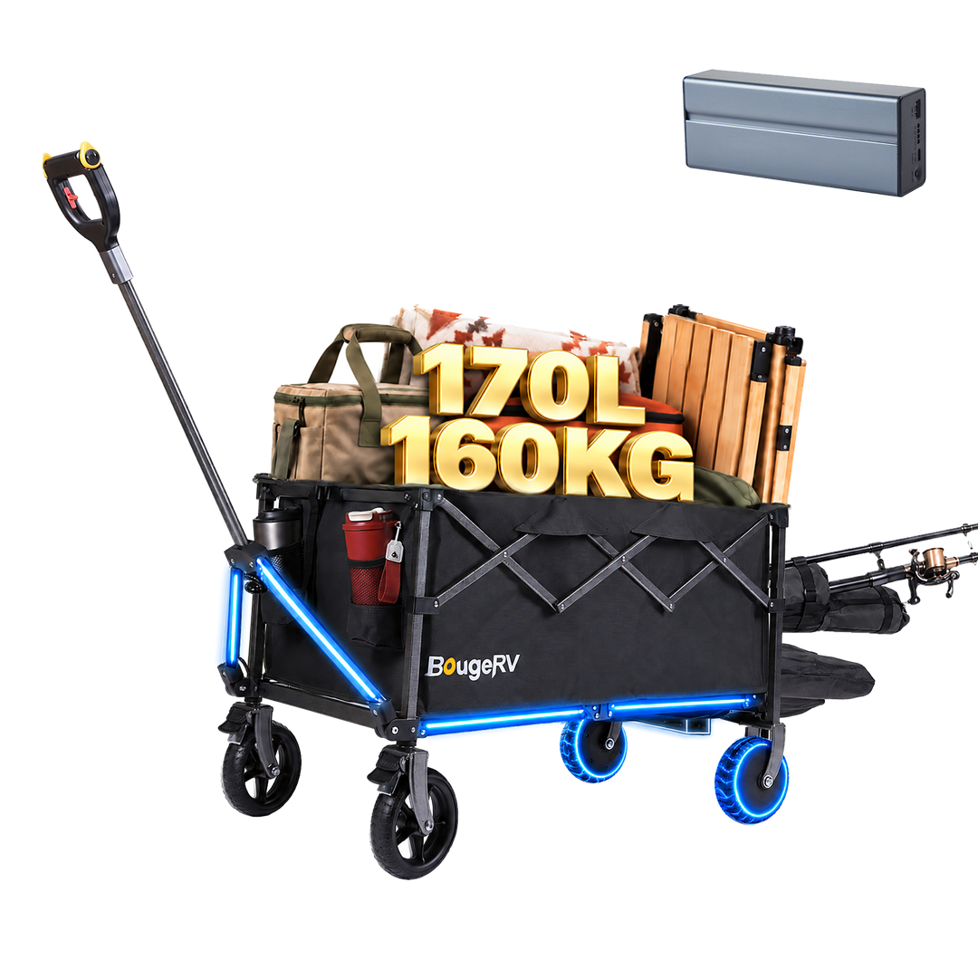 BougeRV LiteRover Chariot électrique utilitaire pliable pour le camping (Noir)