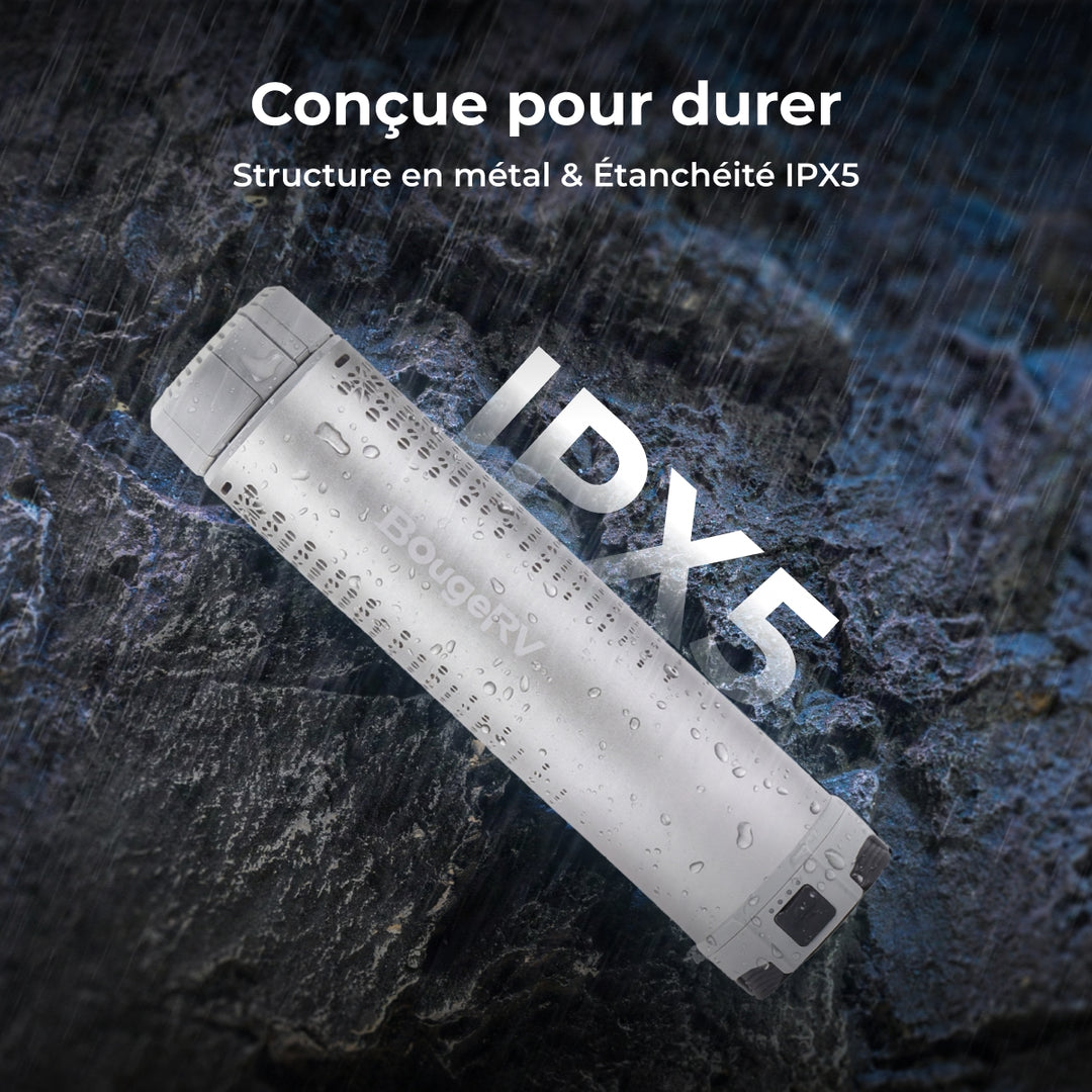 BougeRV Nouveau T1 Lampe de Camping Télescopique Portable (Argent)