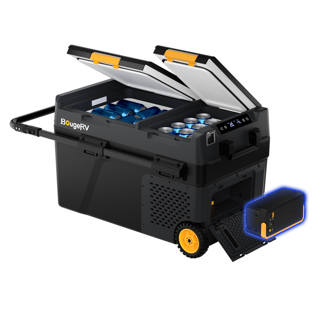 BougeRV Nouveau CRD2 V2.0 Réfrigérateur portable 12 V à deux zones de 40 litres