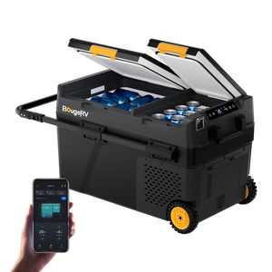 BougeRV Nouveau CRD2 V2.0 Réfrigérateur portable 12 V à deux zones de 40 litres