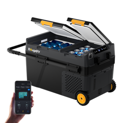BougeRV Nouveau CRD2 V2.0 Réfrigérateur portable 12 V à deux zones de 40 litres
