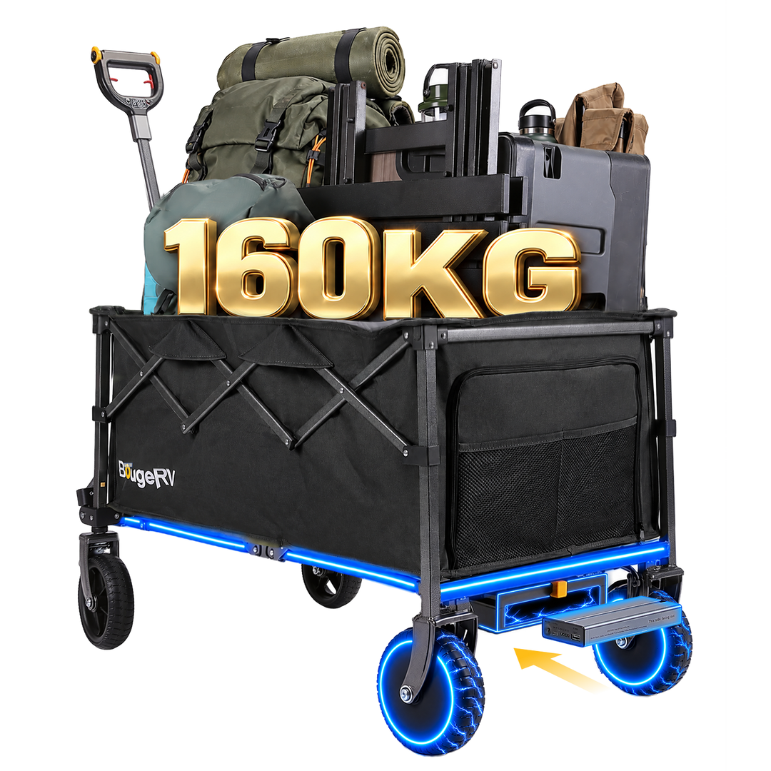 BougeRV LiteRover Chariot électrique utilitaire pliable pour le camping (Noir)