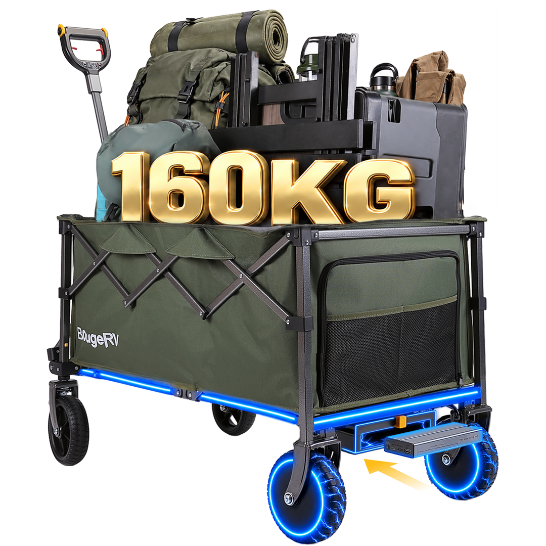 BougeRV LiteRover Chariot utilitaire électrique pliable pour le camping (Vert)