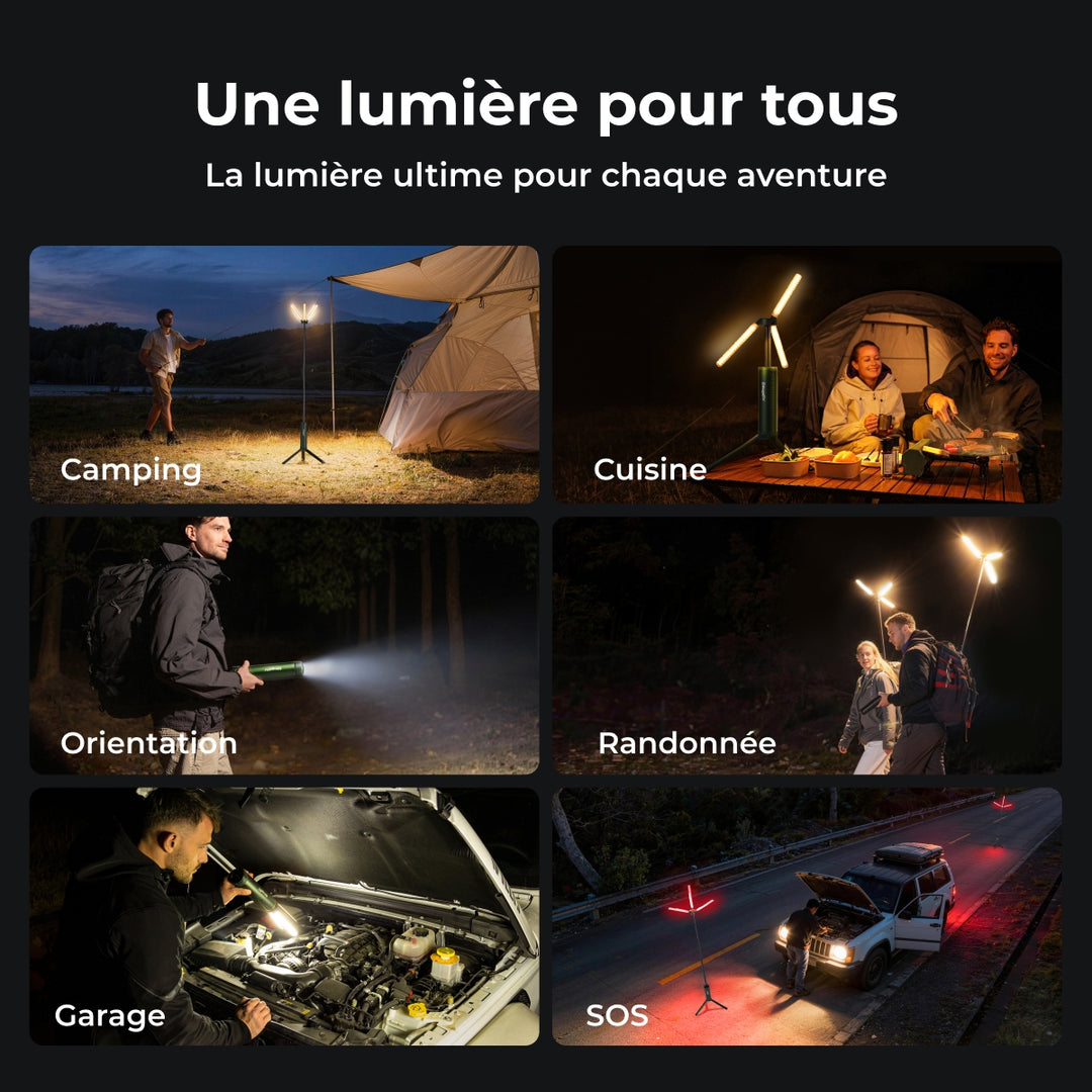 BougeRV Nouveau T1 Lampe de Camping Télescopique Portable (Vert)