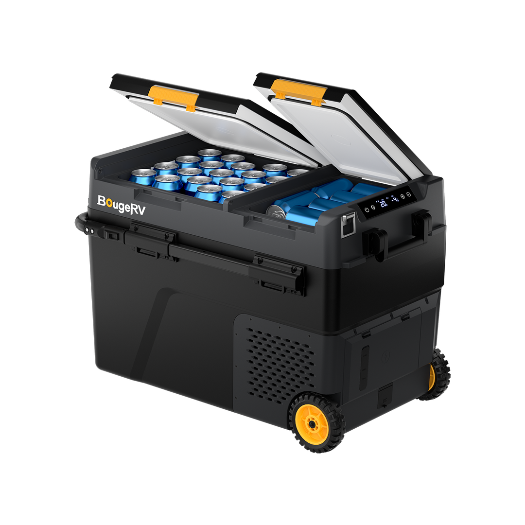 BougeRV Nouveau CRD2 V2.0 Réfrigérateur portable 12 V à deux zones de 49 litres