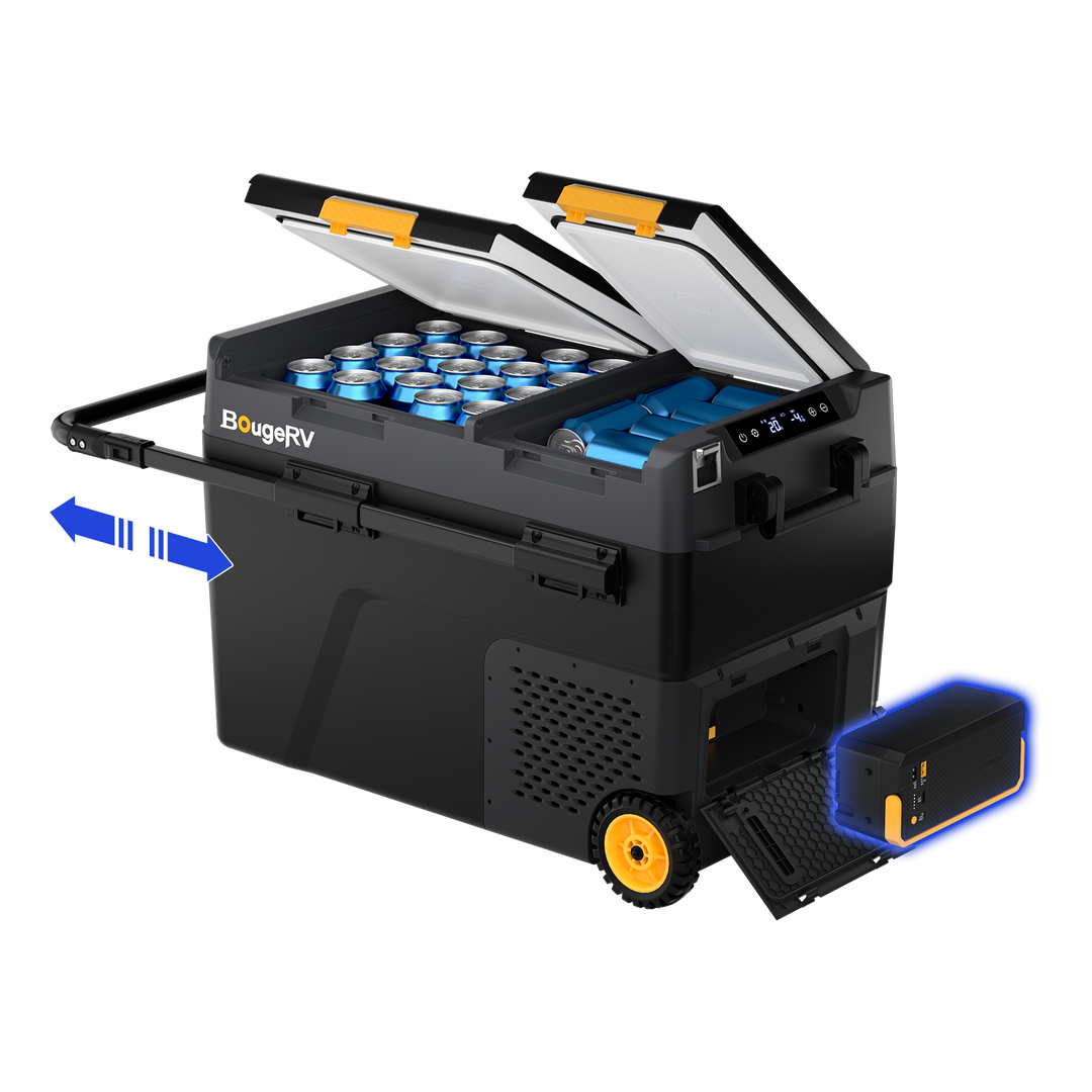 BougeRV Nouveau CRD2 V2.0 Réfrigérateur portable 12 V à deux zones de 49 litres