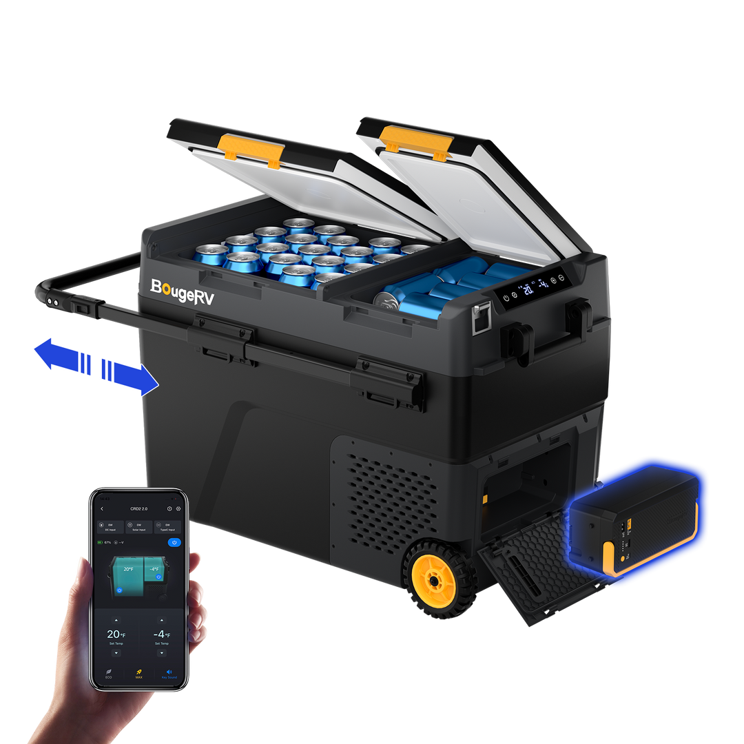 BougeRV Nouveau CRD2 V2.0 Réfrigérateur portable 12 V à deux zones de 49 litres