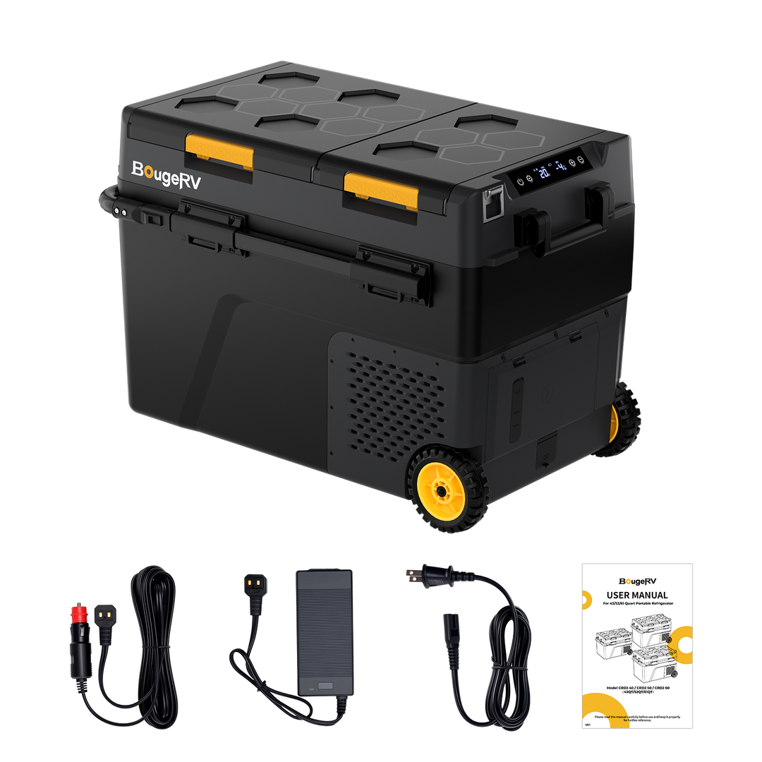 BougeRV Nouveau CRD2 V2.0 Réfrigérateur portable 12 V à deux zones de 49 litres