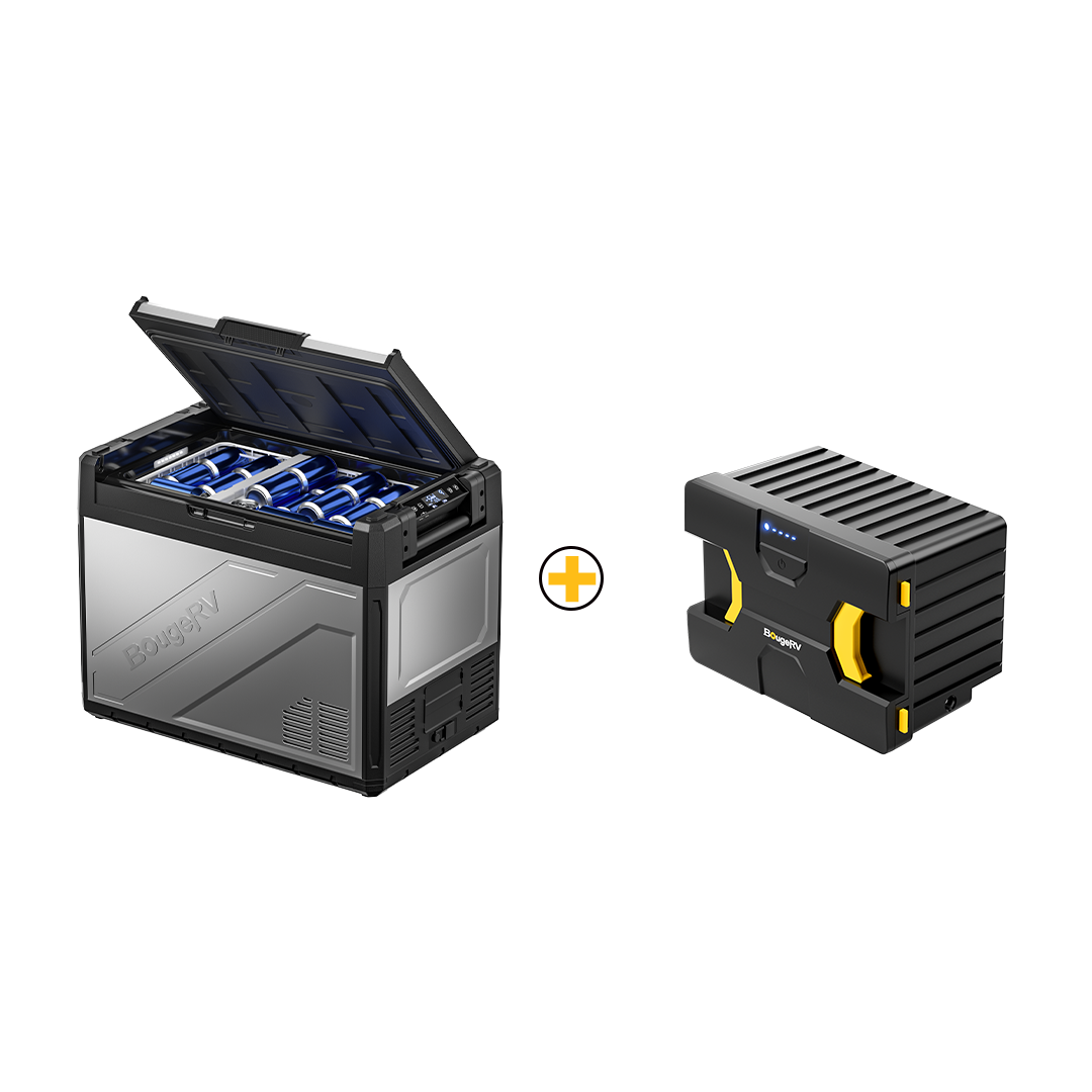 BougeRV Rocky2 52L Glacière à compresseur 12 V à deux zones pour voiture, réfrigérateur portable