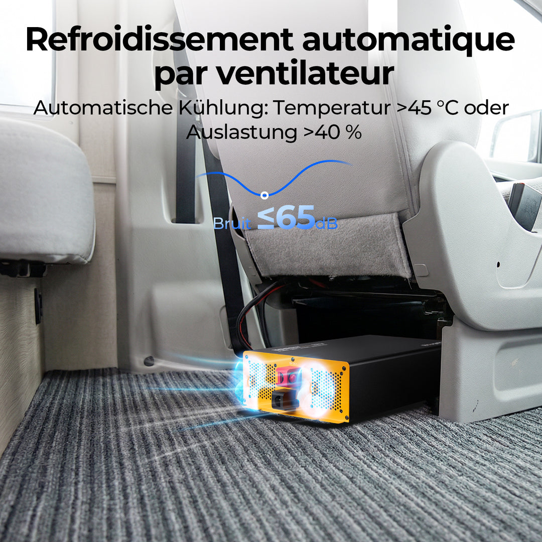 BougeRV Onduleur 3000W 12V à Onde Sinusoïdale Pure avec Bluetooth