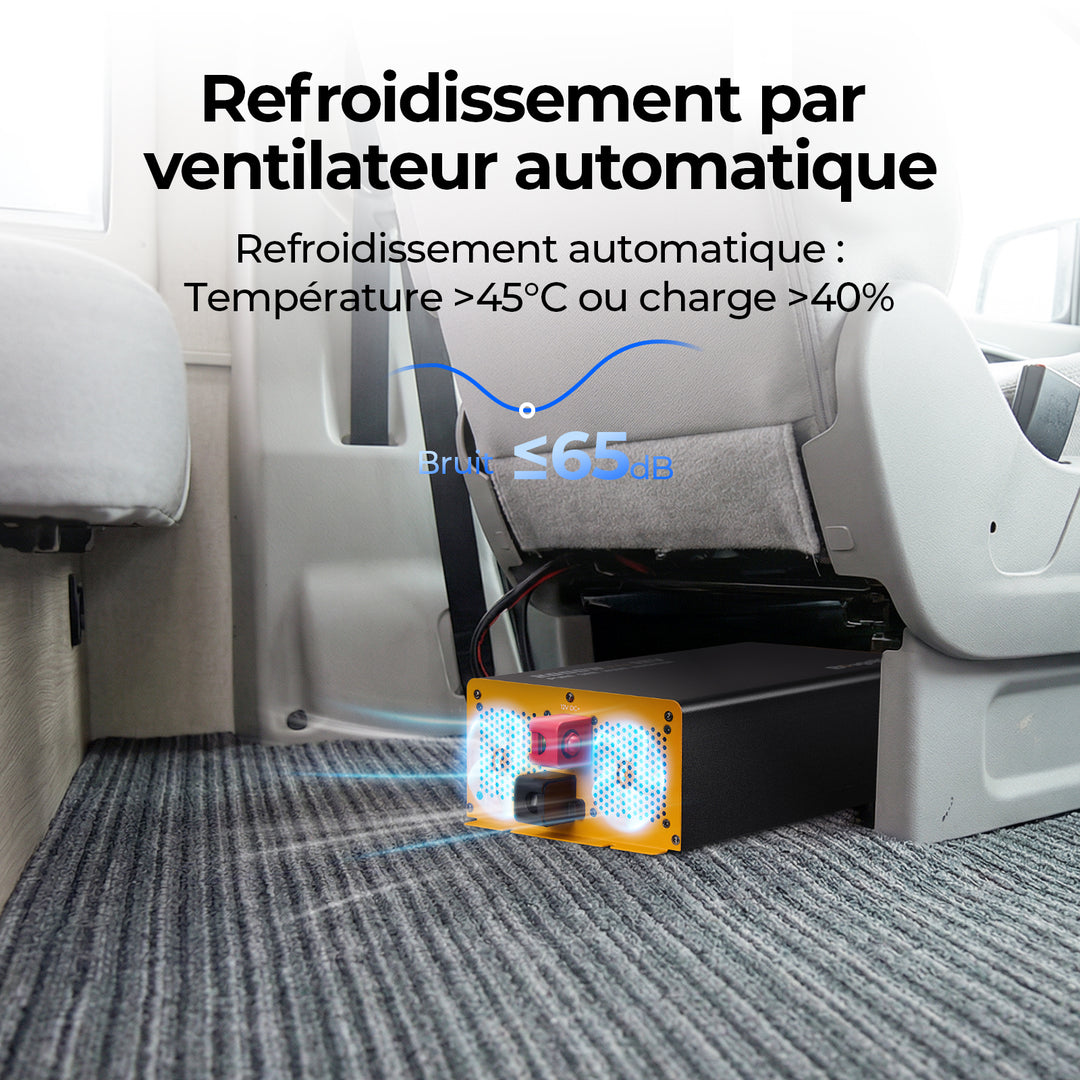 BougeRV Onduleur 2000W 12V Onde Sinusoïdale Pure