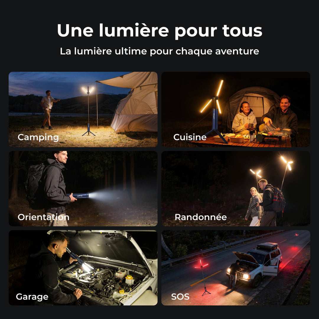 BougeRV Nouveau T1 Lampe de Camping Télescopique Portable (Bleu)