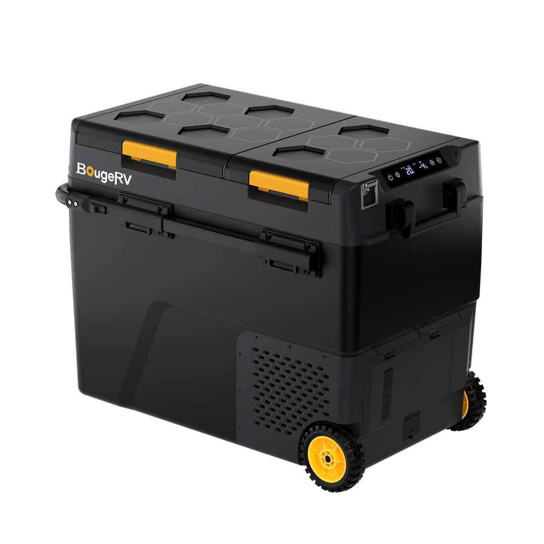 BougeRV Nouveau CRD2 V2.0 Réfrigérateur portable 12 V à deux zones de 57 litres