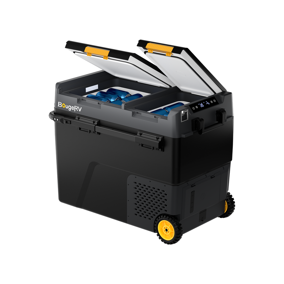 BougeRV Nouveau CRD2 V2.0 Réfrigérateur portable 12 V à deux zones de 57 litres