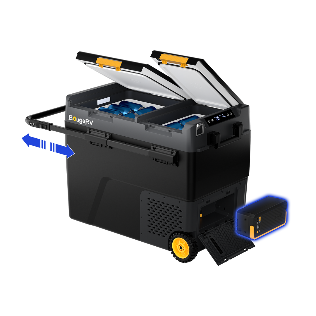 BougeRV Nouveau CRD2 V2.0 Réfrigérateur portable 12 V à deux zones de 57 litres