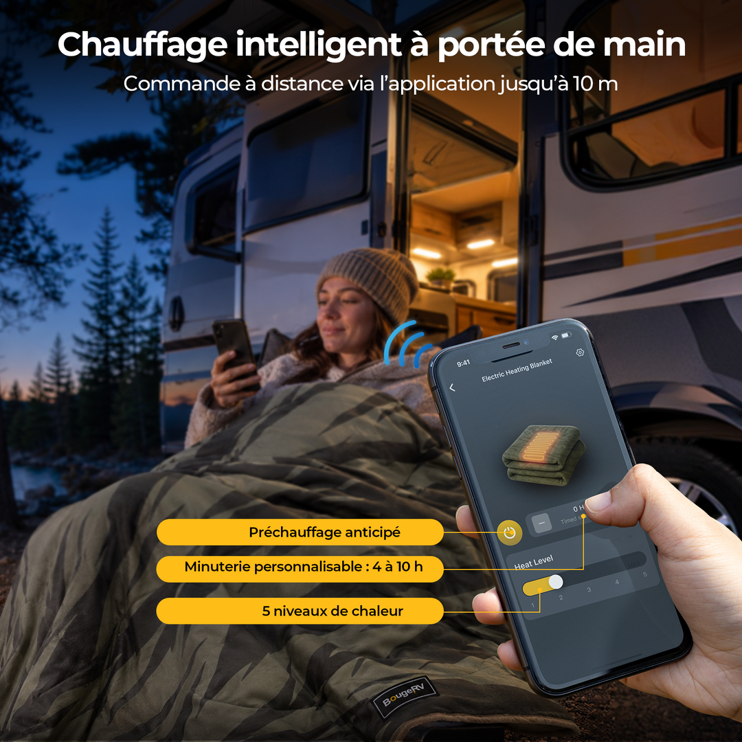 BougeRV Couverture électrique portable 12 V (verte)