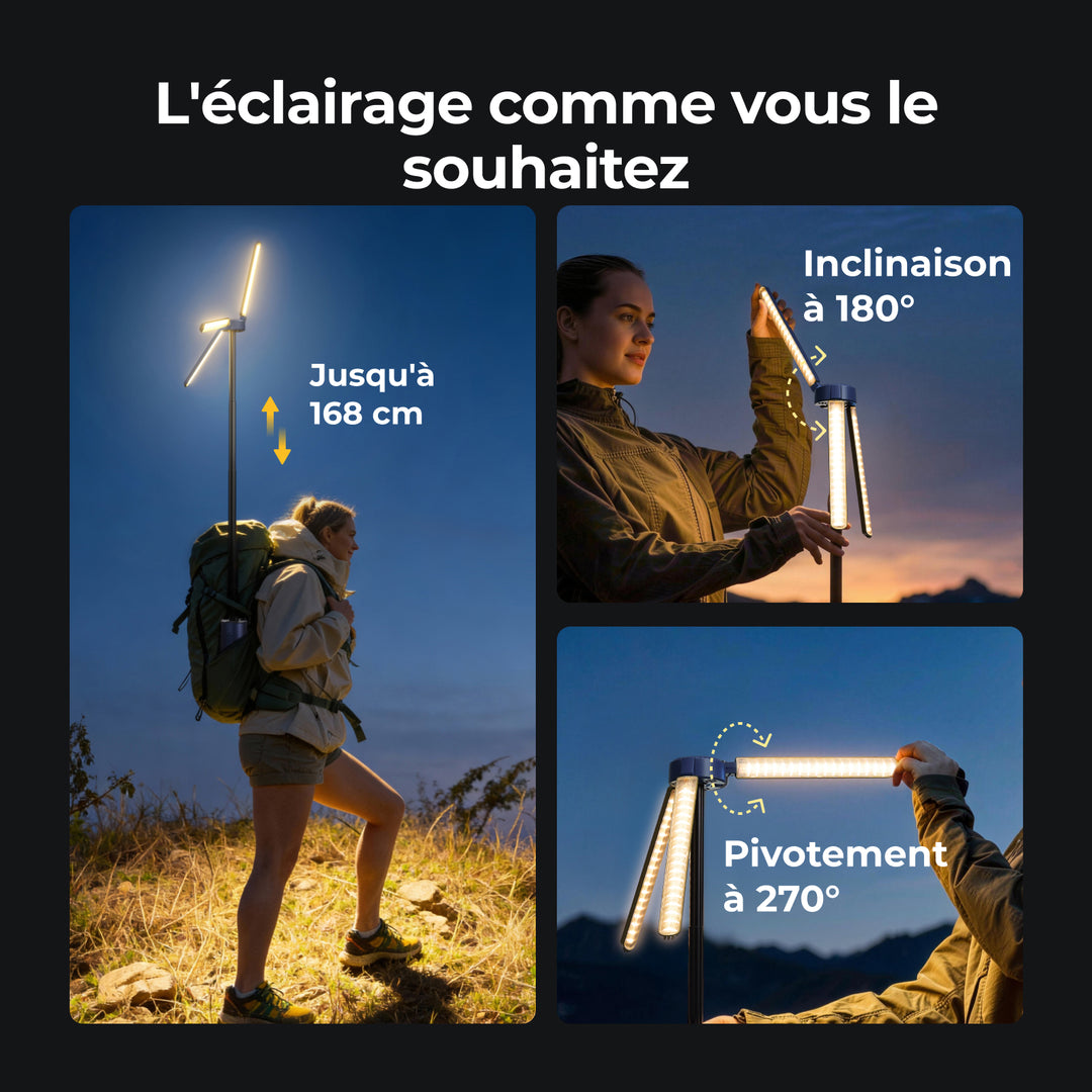 BougeRV Nouveau T1 Lampe de Camping Télescopique Portable (Bleu)