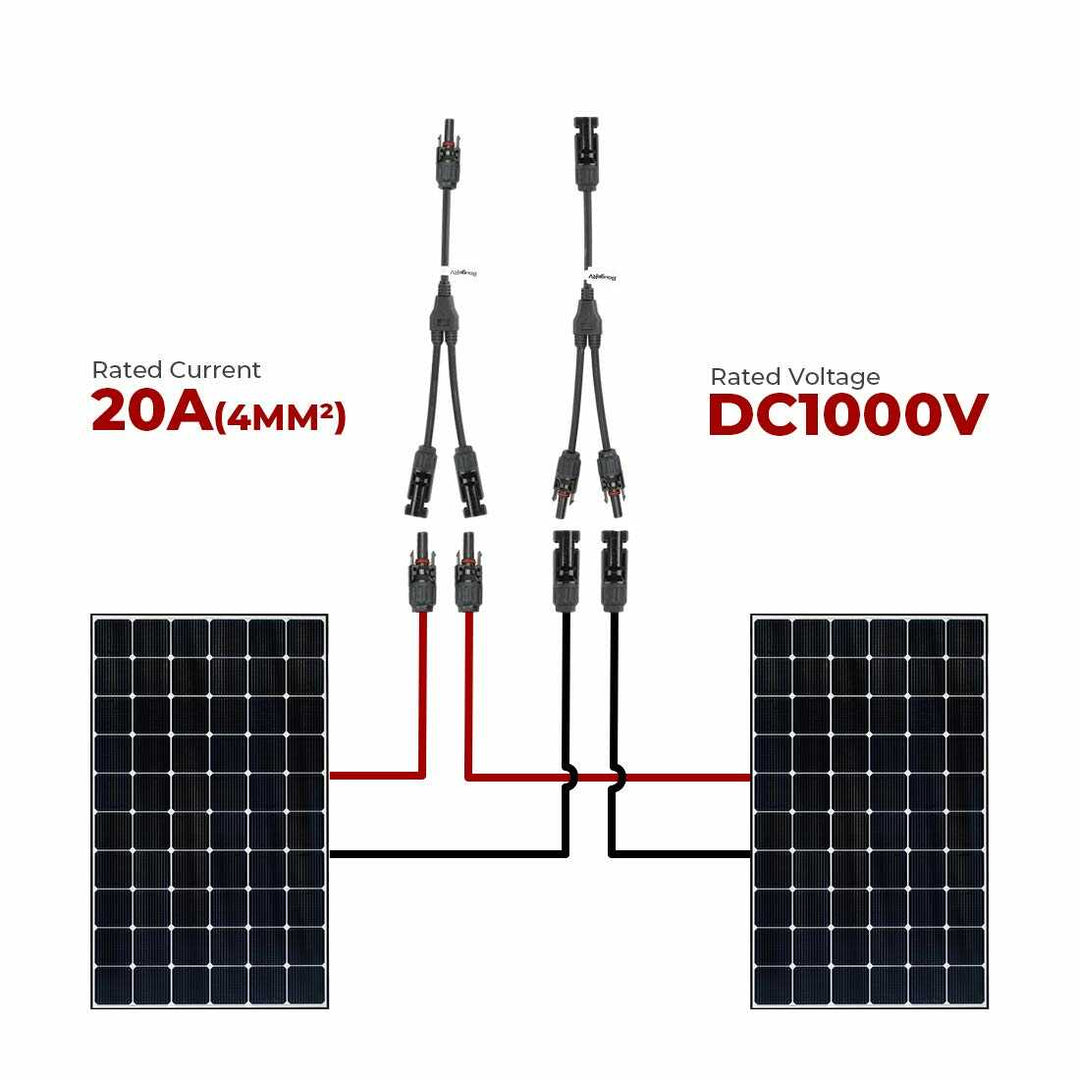BougeRV Connecteur solaire 1 paire de connecteurs solaires Y répartiteur (1 à 2) câble solaire