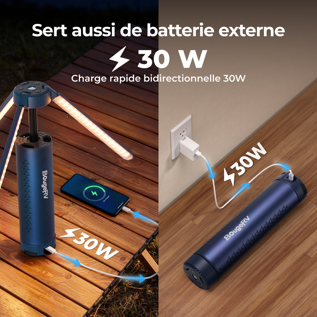 BougeRV Nouveau T1 Lampe de Camping Télescopique Portable (Bleu)