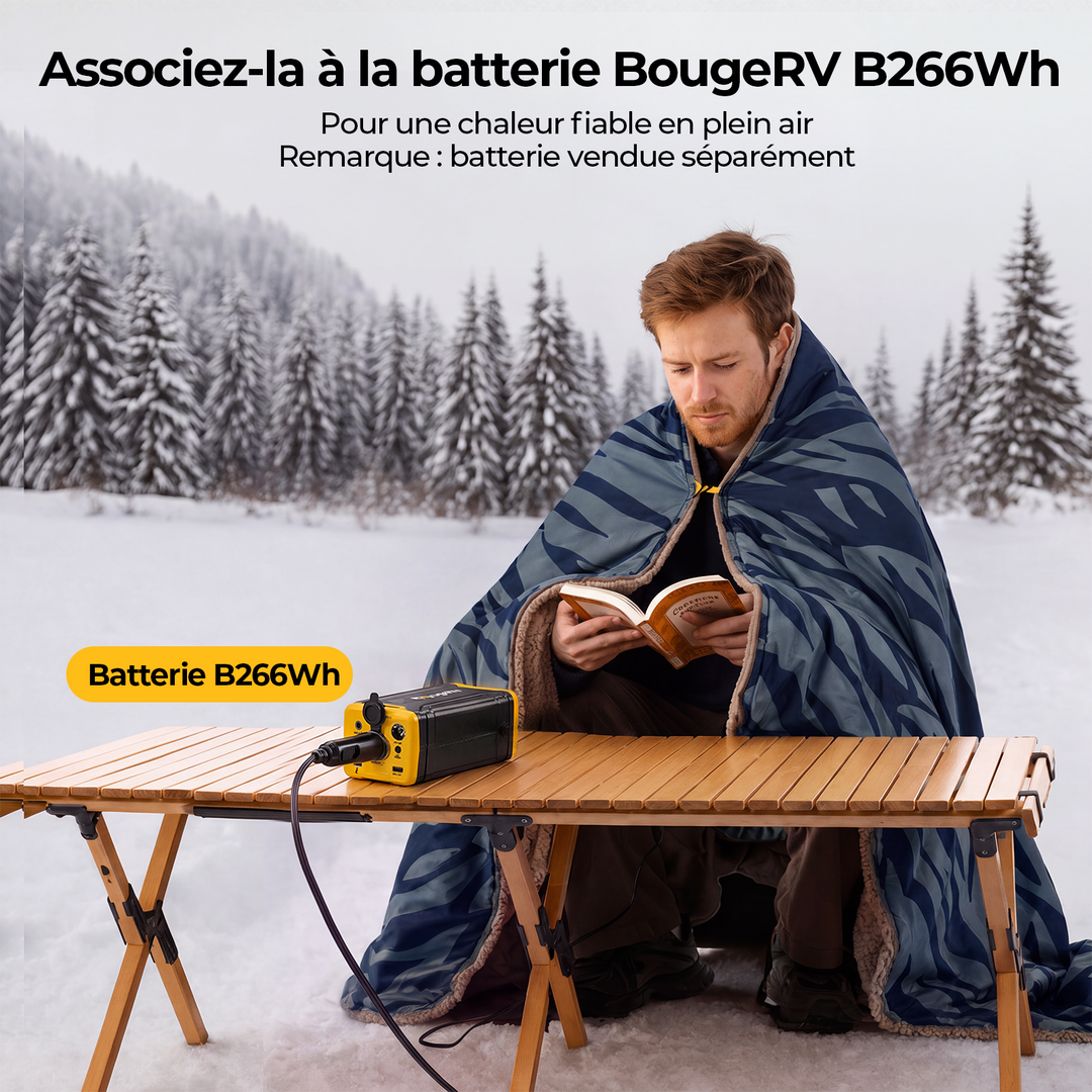 BougeRV Couverture électrique portable 12 V (bleu)