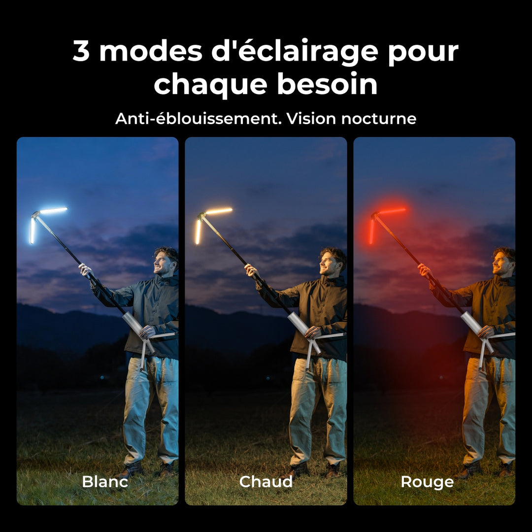 BougeRV Nouveau T1 Lampe de Camping Télescopique Portable (Argent)