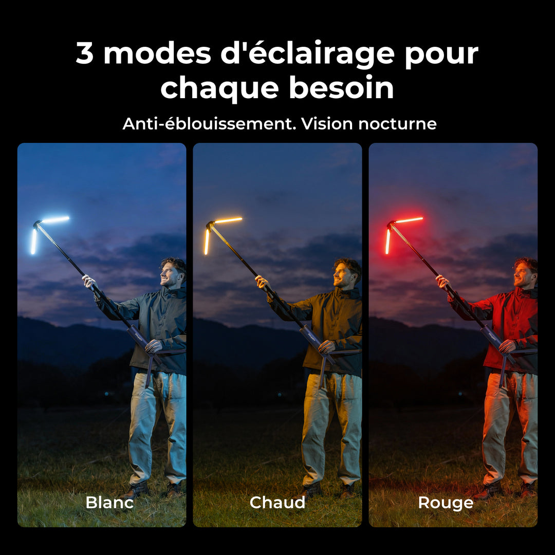 BougeRV Nouveau T1 Lampe de Camping Télescopique Portable (Bleu)