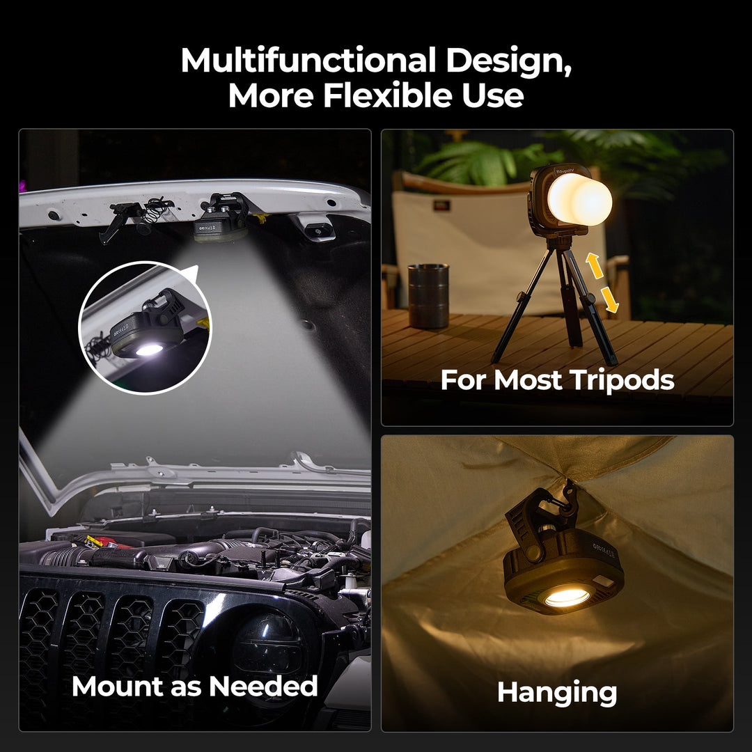 BougeRV AL05 PRO lampe de camping rechargeable, éclairage d'urgence à intensité variable